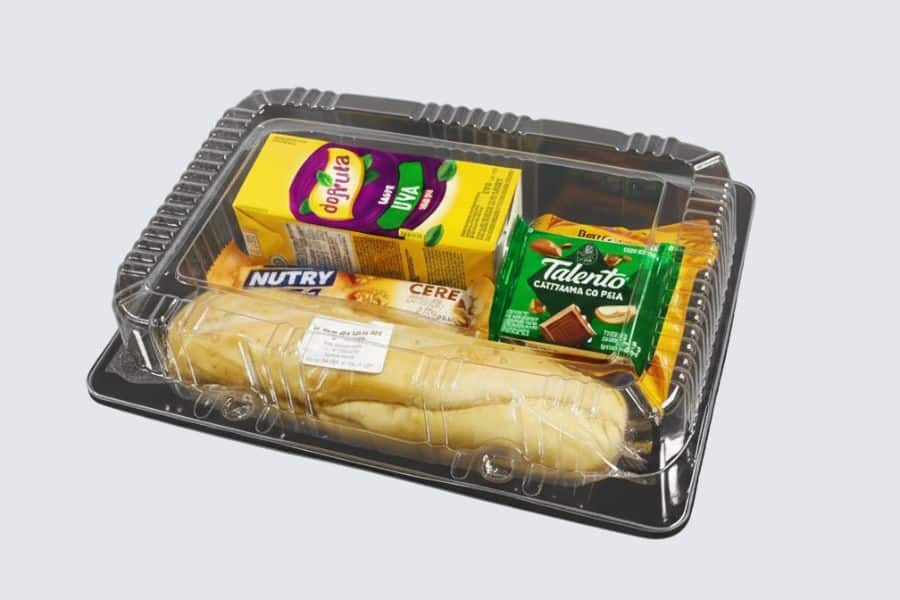 Kit lanche individual em box transparente para evento corporativo