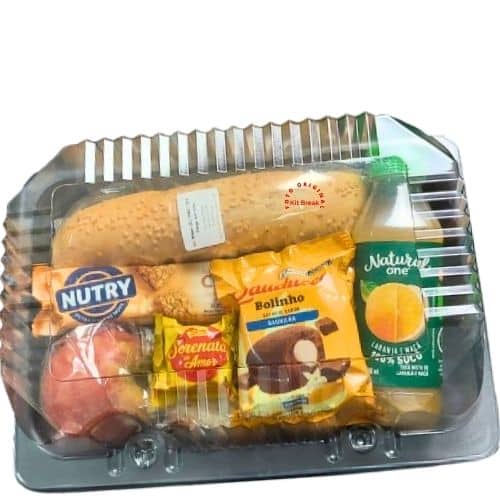 Kit lanche para café da manhã empresarial, embalado individualmente e pronto para distribuição