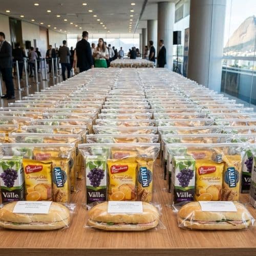 kits lanche organizados para congresso e convenção corporativa com distribuição prática