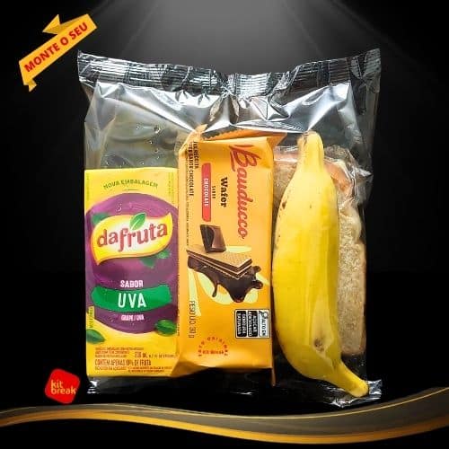 Kit lanche corporativo com sanduíche, fruta e bebida refrigerada lacrado individualmente para equipes no Rio de Janeiro