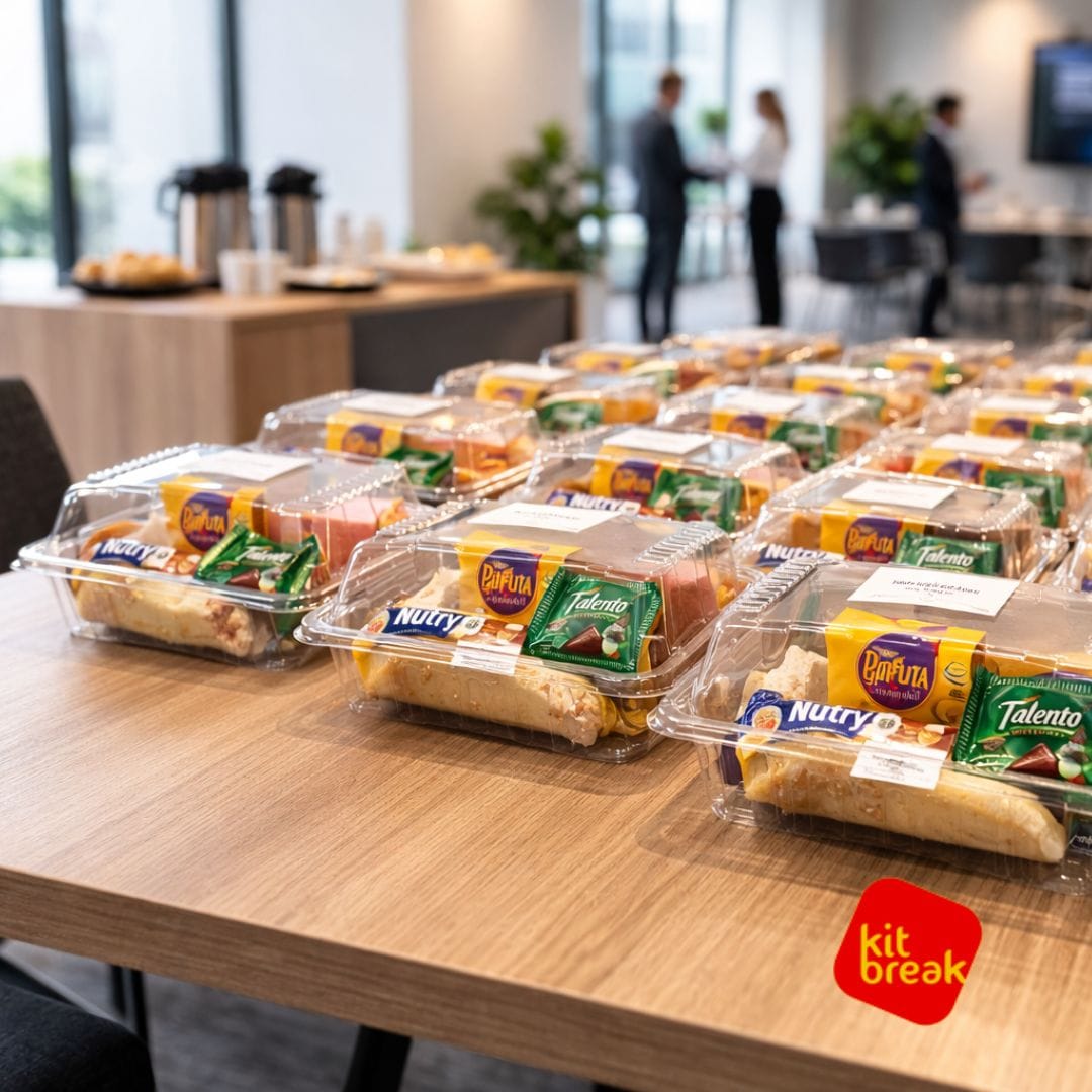 Kit lanche corporativo individual lacrado entregue no Rio de Janeiro para empresas e eventos.