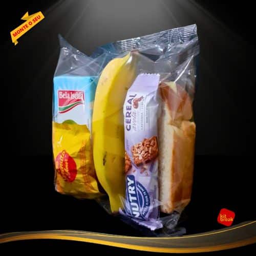Kit Lanche individual para equipe externa com suco, sanduíche selado em flowpack e snacks práticos para logística corporativa.